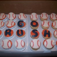 Baseball Cupcakes Chocolate and Vanilla cupcakes decorated with baseballs for the Crush baseball team.