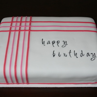 Pink Striped Birthday Cake A 9x13 quarter sheet birthday cake. Vanilla chocolate chip cake with chocolate buttercream. Simply decorated with pink stripes from my clay...