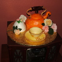 Tea Party Cake I made this cake for mother's day the tea cup,flowers are gumpaste the rest of it is cake cover in fondant hand painted tea pot and...