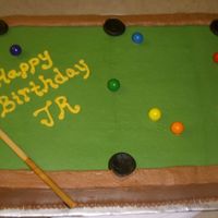 Pool Table My first pool table. All Buttercream. Gumball pool balls and chop stick for pool stick.