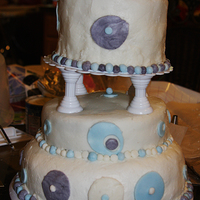 Blue And Grey Circles I did this cake for my church talent show today. it was fun to make. I did marsh mellow fondant from scratch for the first time.