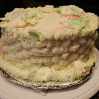 Flowers last cake from course 2 of the wilton course classesthe basket weave was fun to learn