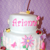 Garden Themed 7Th Birthday... Garden themed 7th Birthday... top tier is Classic Vanilla with Pink Buttercream. Bottom tier is Chocolate Fudge with Purple Buttercream....