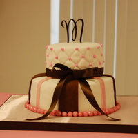 Pink & Brown Baby Shower Shower for a good friend of mine!! Classic Vanilla w. Cherry Buttercream. Matching Glittery Cupcakes (Vanilla w Pink Buttercream and...