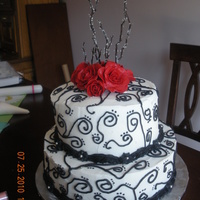 Kara's Shower Cake My sister is having a black and white weddding with a touch of red. This was my first attempt at scrolling. I think I would make the...