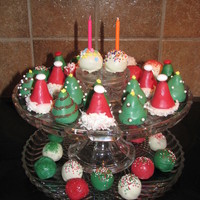 Cake Balls This was for friends whose birthday is a few days before Christmas. That is why I added the two cake balls with the candles. Christmas cake...