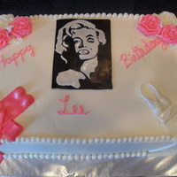 Marilyn Monroe Birthday Cake This was made for a friend that loves Marilyn Monroe. They needed a sheet cake to serve at their store so I added some memorable fondant...
