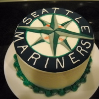 Seattle Mariners Cake WASC cake with raspberry and mocha fudge filling, bs and mmf accents.