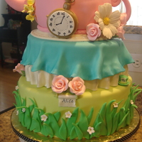 An Alice In Wonderland Inspired Baby Shower Cake I created this cake for a mom who just had a baby Alice, so the theme for the baby shower was of course, Alice in Wonderland