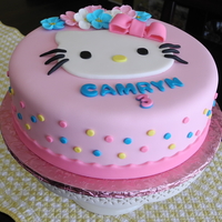 Hello Kitty Cake 10" round, fondant Hello Kitty themed cake