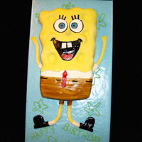 Sponge Bob 2-D Carved Birthday Cake Carved Sponge Bob Cake. Half sheet cake carved.