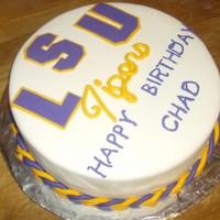 Lsu Birthday Cake This was a birthday cake that I just finished. This is a two layer buttercream cake with cream cheese filling. Decorations are done in...