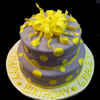 Purple & Yellow Birthday Cake Two Tier Birthday Cake. All Decorations were with fondant and Gumpaste.