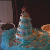Marmaid Quinceanera Lemon-raspberry filling, seashells, corals made out of chocolate.