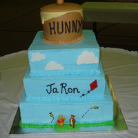 Winnie The Pooh Baby Shower Cake All buttercream with fondant accents. Winnie the Pooh & Tigger were little toy figures.