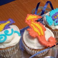 Sea Life Cupcakes For an ocean-themed class party - chocolate piped sea life.