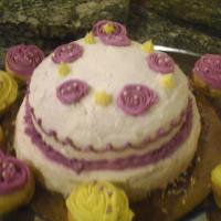 Purple Rose Cake Made with cute little buttercream roses, and sugar pearls.