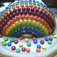 Rainbow Skittle And Mnm Cake Made with all Skittles and MnMs. Hard to eat but great to look at!