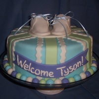 Baby Shower Tyson vanilla bean WASC, white chocolate BC, white chocolate fondant, GP booties