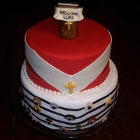 Choir Welcome Party for the welcoming party for our church's new choir director(it's not wonky fondant on the bottom, i promise...didn't show up...