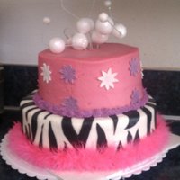 Zebra Cake buttercream with fondant accents