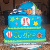 Baseball Theme 1St Birthday This was for my nephew's 1st birthday. It was made from a combo of cc'ers cakes. So thanks. Buttercream base, buttercream "...