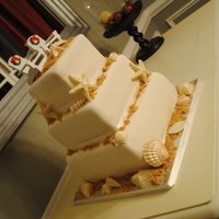 40Th Anniversary Beach Theme Cake Shells are candy melts brushed with pearl dust.