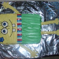 Who Lives In A Pinapple Under The Sea? Sponge Bob cake for my niece's 2nd birthday! Body is a 2 layered 13 x 9 cake, all Buttercream icing