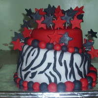 Zebra Print & Starz I made this topsy turvy cake for my best friend's 30th birthday. Its a chocolate cake w/ chocolate filling, all fondant decorations....