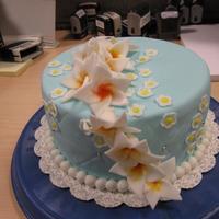 Blue Plumeria Cake 