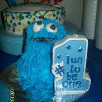 Cookie Monster Cake This was supposed to be a mini blue teddybear for my sons 1st bday but came out horribly so turned it into cookie monster with white...