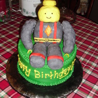 Lego Birthday Cake Lego rice krispy fireman on a 10 inch cake.