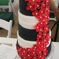 Black & White fondant covered; fondant flowers for bridal fair