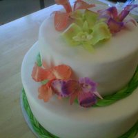 Orchid Wedding Cake This is a fondant covered cake with gum paste orchids.