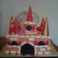 Princess Scarlett's Castle Fondant covered with 'towers' made out of ice cream cones covered in fondant.