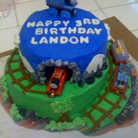 Thomas The Train Cake I made this for one of my 3-yr old twins who loves Thomas. I got the idea from pictures on this site. My husband thought I went a little...