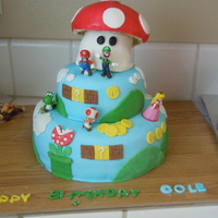 Mario Brothers Cake My oldest son is in love with everything Mario Brothers and he specifically requested a Mario cake with a mushroom on top. I got ideas for...
