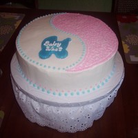 Baby Revealing Party Cake This is a white cake with vanilla buttercream frosting that I did for a party where the parents revealed if the baby would be a boy or a...