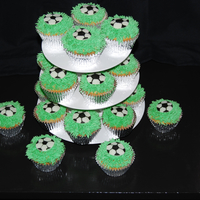 Soccer Cupcakes soccer balls are made of fondant