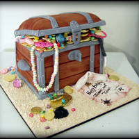 Pirates Treasure Chest Treasure chest cake for a sisters joint birthday party. This chocolate sponge cake measures 9" x 7" plus the lid is cake too....