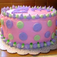 My First Cake Ever!! This was the first attempt at doing a cake after completing the wilton I class.I just played around with the colours and thought poka dots...