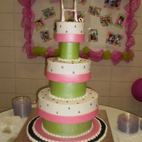 Wedding Cake With Styro Spacers The bride brought a pic of a cake very similar to this one. It is buttercream with fondant covered spacers. This pic was taken before the...