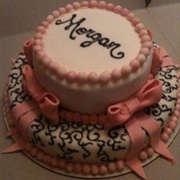 Morgan's 10Th Birthday Wild strawberry cake with strawberry and white chocolate fondant.