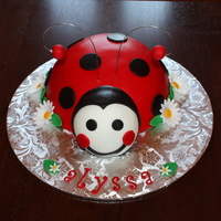 Lady Bug I used the soccer ball pan for the body and a small half ball for the head.
