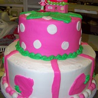 Strawberryt Shortcake stacked orrigianal cake was fondant but customer didnt want fondant.