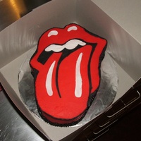 Rolling Stones Logo Personal sized birthday cake for a Stones fan. Chocolate cake with raspberry vanilla BC filling, vanilla frosting.