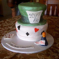 Mad Hatter Cake This cake was created for a 25th Birthday Mad Hatter/Vegas Theme.