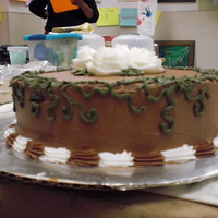 Roses And Vines final course 1 cake. icing for roses wasn't stiff enough and i was only pleased with one of them. i tried to save icing by mixing...