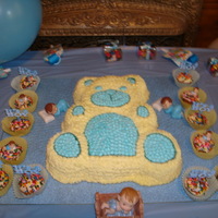 Teddy Bear Amaretto Pound Cake with butter cream frosting.