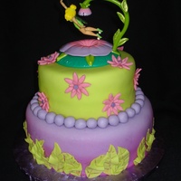 2 Tier Tinkerbell Birthday Cake This is a Tinkerbell birthday cake I made for my niece. It's all fondant, 8" and 6" round cakes. Inspired by a cake on cc.
